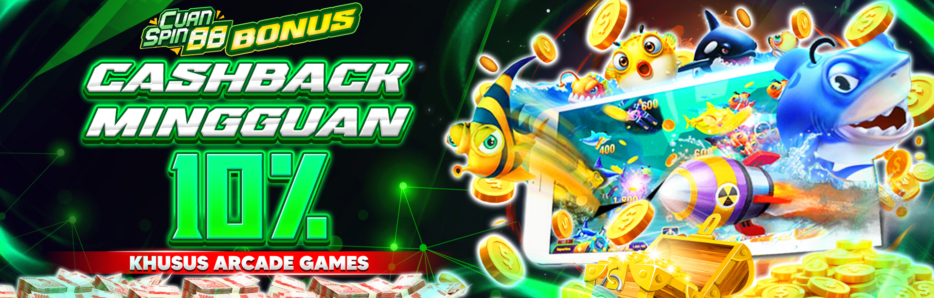 BONUS CASHBACK MINGGUAN ARCADE 10%