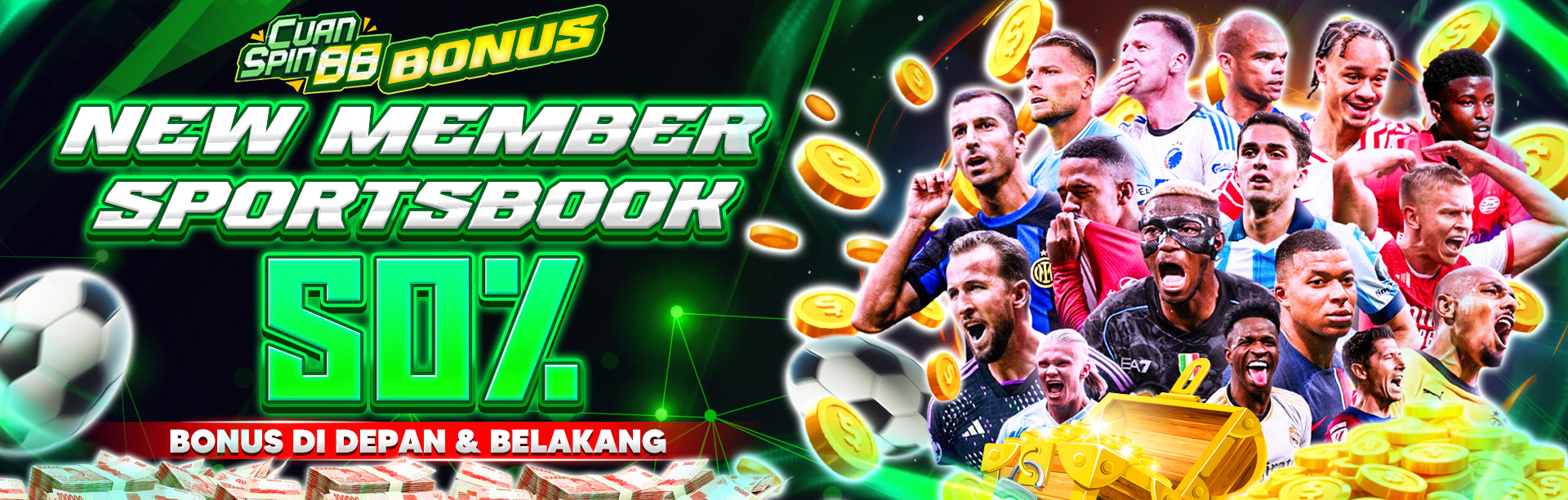 BONUS NEW MEMBER SPORTS 50% ( BONUS DI DEPAN & BELAKANG )